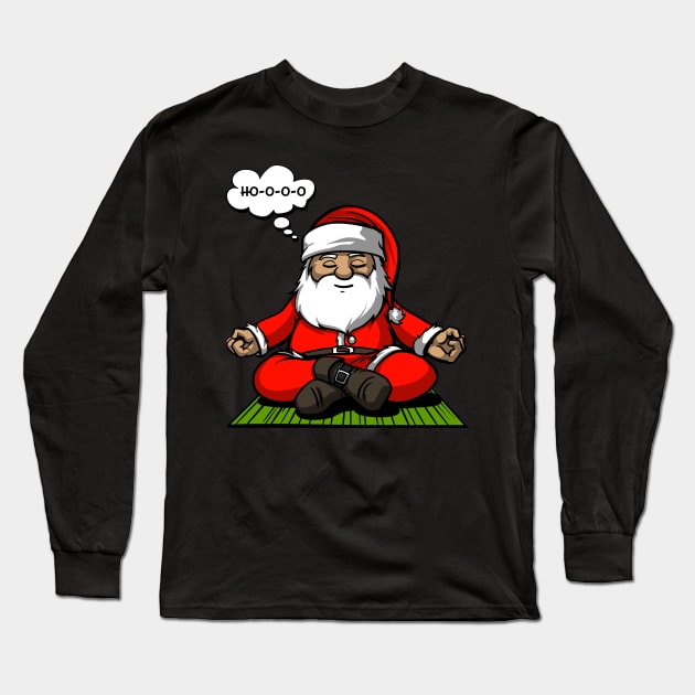 Santa Christmas Meditation Long Sleeve T-Shirt by underheaven